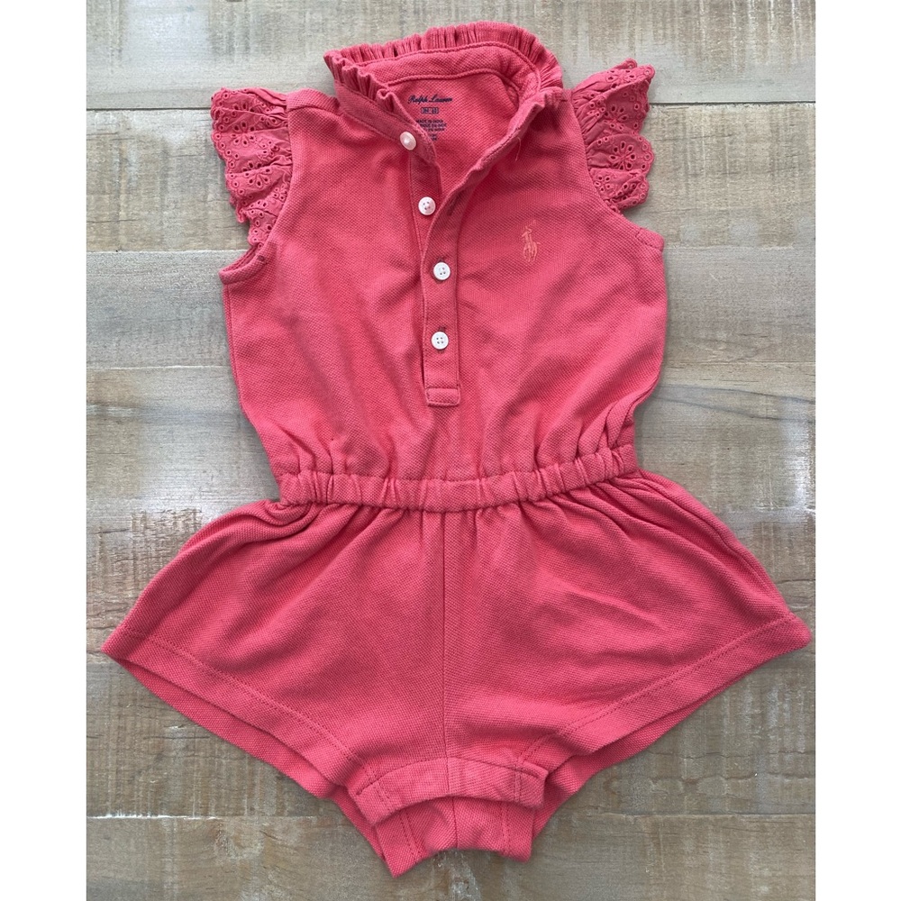 Ralph Lauren ruffle sleeve romper onesie outfit baby girl dress